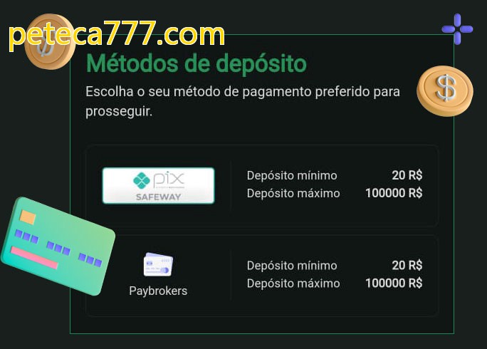 O cassino peteca777.combet oferece uma grande variedade de métodos de pagamento